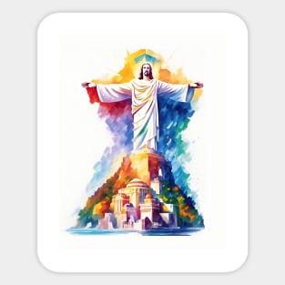Christ The Redeemer In Watercolor Style - Ai Art Sticker